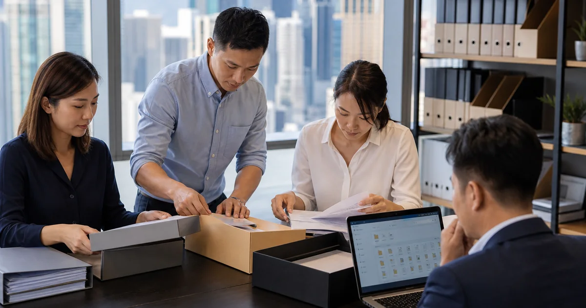 Operations team sorting approved, superseded and restricted internal documents for an AI pilot